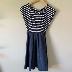 Angie Striped Chambray Dress
